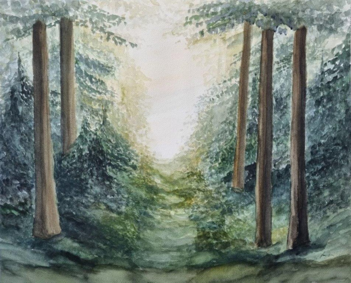 Morgonpromenad i skogen i gruppen Alla konstverk / Akvarell hos NOA Gallery (100185_Anna Jormin 11)
